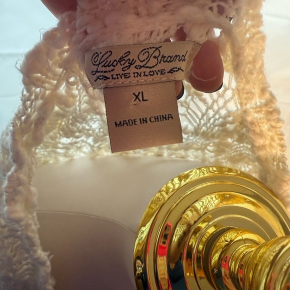 Lucky Brand Cream Crew Neck Sweater with Lacy Knit - Picture 6 of 7